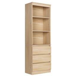 Getone Tall Bookcase, Living Room Bookshelf with 3 Drawers and 3 Shelves, Freestanding Storage Cupboard Display Cabinet 60x35x180cm White/Black/Oak