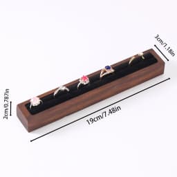 Walnut and Beech Wood Ring Display Tray, Fashionable High-end Accessory Display Stand Holder, Black Beige Ring Storage Rack