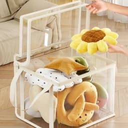 Transparent Plush Toy Storage Bucket: Large Capacity Organizing Container for Stuffed Animals & Dolls Closet and clothing