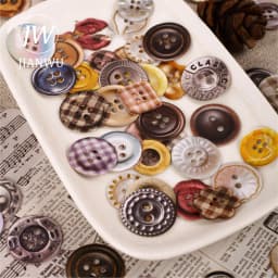 JIANWU Button Series Vintage Button Shaped Landscape Material Collage Scrapbooking Sticker Creative DIY Journal Stationery