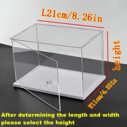 1pc Clear Acrylic Display Case,Display Box Stand with White Base,with Door, Dustproof Protection Showcase for Collectibles
