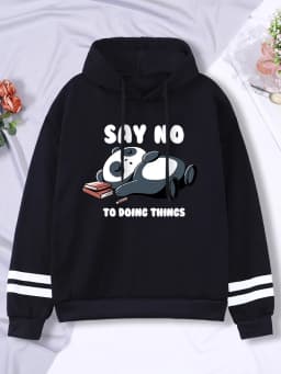 Hoody Sleeping Panda Says No Printing New Womens Hoodie Oversized Warm Female Hoodies Streetwear Fashion Sweatshirts For Women