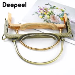 1/2Pcs Deepeel 22cm Metal Purse Frame Embossed Handbag Handle DIY Handmade Wallet Kiss Clasp Bag Sewing Brackets for Making Bags