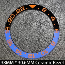 Sloping 38mm * 30.6mm Ceramic/Aluminum Blue Luminous Bezel GMT and Diving Watch Insert Fit for 40mm Watch Case Replacement Watch