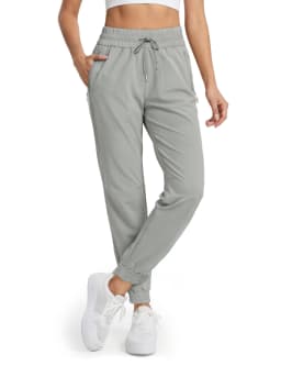 MAGCOMSEN Women's Waterproof Hiking Pants Quick Dry Drawstring Waist Joggers 3 Zipper Pockets Lightweight Outdoor Sport Trousers