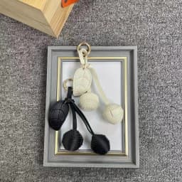 Small Cherry Ball Bag Decoration PU Woven Ball Ornament Personalized Bag Hanging Accessories Women's Bag Pendant Creative Gift
