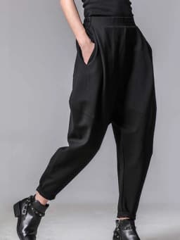 EAM 2026 New Autumn High Elastic Waist Loose Spliced Pleated Harem Pants Women Trousers Fashion Tide All-match JY916