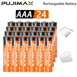 PUJIMAX AAA 1100mWh 1.5V Rechargeable Battery - Lithium-Ion, Multiple Quantity Options, Stable Voltage, Included Charging Cable, Suitable for Remote Controls, Keyboards, Wireless Mice, Drones, Alarm Clocks, Doorbells, Charging via Type-C Data Cable.