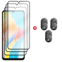 6-in-1 For OPPO A38 Glass For OPPO A38 Tempered Glass 9H HD Full Cover Glue Protective Screen Protector OPPO A38 A 38 Lens Glass