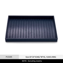 Oirlv Premium Blue Leather Stackable Jewelry Tray Multifunction Jewelry Drawer Organizer Trays Rings Earrings Storage Props