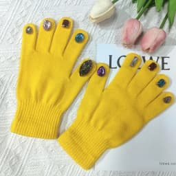 Winter Creative DIY Finger Thickened Warm Manicure Gloves Women Knitted Mittens Shiny Rhinestone Colored Diamond Gloves