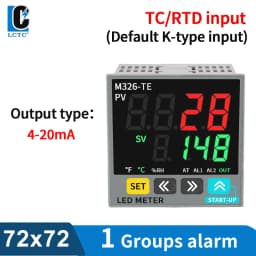 LCTC PID Temperature Controller SSR+Relay 4-20mA Output PID Regulator TC/RTD Input Digital Instrument 48*48 48*96 72* 72mm