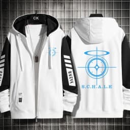 Blue Archive Anime Game Themed Hooded Open Cardigan Jacket Men's Lightweight Hoodie Casual Wear Four Seasons Polyester Fabric