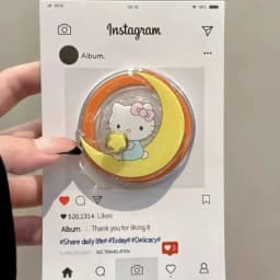 Sanrio Hello Kitty Rotate For Magsafe Magnetic Phone Grip Tok Griptok Stand For iPhone Foldable Wireless Charging Case Holder