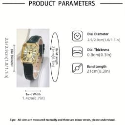 2pcs/set Square Couple's Watch, PU Leather Strap, Quartz Movement | Gifts for Men or Women | Valentine's Day Gifts