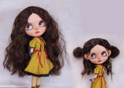 Blythes Doll Wig Fits Into the New 1/69-10in Size Fashion Medium Foam Roll Super Soft Silk Wig for Women Black Lily-Valley White