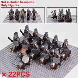 Mini Middle Ages Lord Rings Medieval Dwarf Wild Boar Goat Chariot Army Figures Building Blocks Bricks Kids Toys Christmas Gift