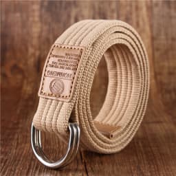 New men's and women's Korean version 16 color double loop buckle canvas belt 43 inch casual pants canvas belt youth pants belt