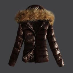 Winter Warm Women's Jacket Cotton Coat Fur Collar Windbreaker Mid-Length Zipper Closure Commute Style Regular Thickness Slim Fit
