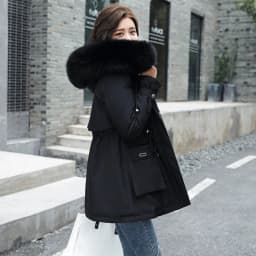 Winter Jacket Coat New Women Parka Clothes Long Coat Wool Liner Hooded Jacket Fur Collar Thick Warm Snow Wear Padded Parka