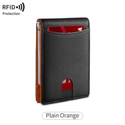 Men Slim Double Fold Wallet RFID Protection Credit Card Holder Portable Leather Card Case Minimalist Men's Money Clip