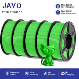 JAYO Filaments PETG 5 Rolls Mixed Colors 3D Printer Filament 1.75mm 100% No Bubble FDM 3D Printer Materials DIY Gift 1.1KG/1 Rol