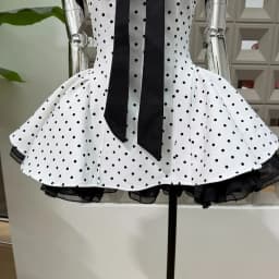 Women Sexy Strapless Backless Polka Dot Bow A Line Dress Party Birthday Evening Ball Gowns Nightclub Show Wear Fashion Vestido
