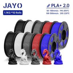 JAYO 3D Filament PLA + 2.0 10 Rolls Upgrade PLA plus 3D Printer Filament Neatly 3D Printing Material For FDM Multicolor