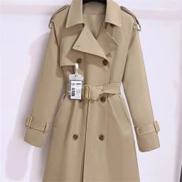 Women's Windbreaker 2026 Spring Autumn New Slim Double-breasted Temperament Coat With Belt Female Mid Length Casual Trench Coat