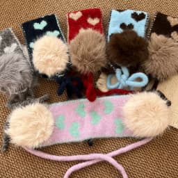 Heart Pattern Knitted Winter Earmuffs for Women Faux Fur Pom‑pom Ear Warmers Bow‑tie Design Soft Warm Cold‑proof Ear Muffs