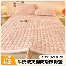 Thickened Warm Milk Fleece Autumn Winter Bed Pad Warmth  Fluffy Cozy Queen Bed Sheet Anti-slip Antistatic King Mattress Toppers
