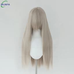 Very High Quality 400g 48 Colors 24Inch 60cm Long Straight Cosplay Wig With Bangs Heat Resistant Hair Anime Wigs + Wig Cap
