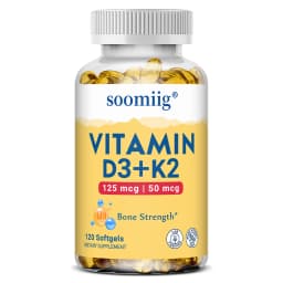 Vitamin D3+K2 Capsules 5000IU 120pcs Bone & Immune Support Vegan Supplement for Bone Precision and Overall Health