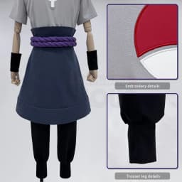 HOLOUN Uchiha Sasuke Anime Cosplay Costume Wig Grey Top Pants Belt Halloween Christmas Convention Adult Unisex Gift