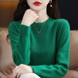 Women Slim O-Neck Pullover Cashmere Wool Blending Sweater Autumn And Winter Long-Sleeved Knit Bottoming Shirt Large Size 2024