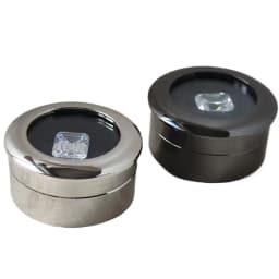 Black Round Diamond Display Box Stone Gem Storage Case Store Show Gemstone Organizer Silver Metal Diamond Gift Packaging Box