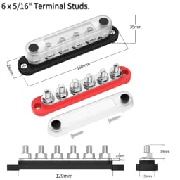 Car Terminal Block Negative Bus Bar 12V 150A Terminal Block 12V Power Distribution Block M8 Termianl Bus for Automotive Boat