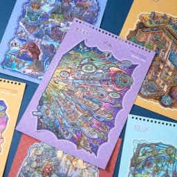 Plus Size 8in1 Kawaii 3D Cartoon Exotic Town Miniature Scene Stickers Book DIY Handmade Stacking Scrapbook Stickers