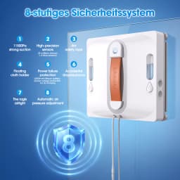 Lubluelu Robot Window Washer 8-Layer Safety Protection 9000Pa Suction Intelligent Path Edge Cleaning Home Glass Cleaning Robot