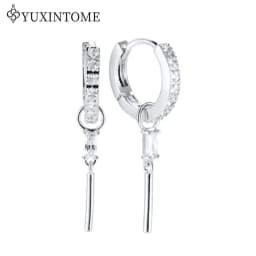 925 Sterling Silver Ear Needle Crystal Zircon Tassel Pendant Hoop Earrings Retro Small Fragrance Style High Jewelry Women Gifts