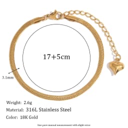 E.B.belle Blade Chain Figaro Chain Twists Chain Bracelet 18K Gold Plated 316L Stainless Steel Jewelry Women's Hand Bracelets