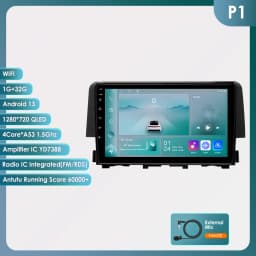 Hizpo Android 13 Stereo For Honda Civic 10th 2016 2017 2018 2019 2020 Car Radio Multimedia Video Player GPS Carplay Head Unit BT