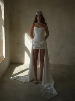 Kyoto White Customized Elegant Strapless Neck Wedding Dress Sleeveless Satin vestidos de noche A-Line Mini After Party Gown 2026