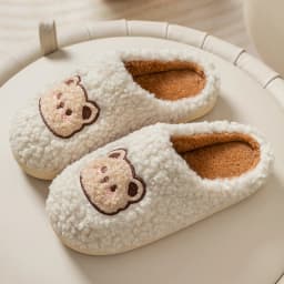 Cute Bear Fluffy Slippers Warm Plush House Shoes for Women and Men
