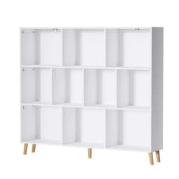 3 Tier 10 Cube White Storage Bookshelf Bookcase Open Display Shelf Organizer for Home Office Living Room Bedroom Furniture