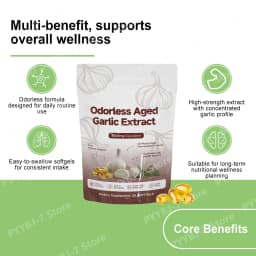 Aged Garlic Extract Softgels Odorless Fermented Garlic Supplement Powerful Antioxidant for Immune Heart Respiratory Health 30 Ct