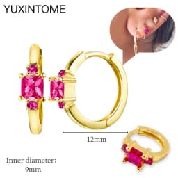 925 Silver Ear Needle Rose Red Hoop Earrings For Women Exquisite Water Drop/Flower/Heart Crystal Piercing Huggie Earring Jewelry