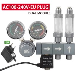 Aquarium CO2 Regulator Dual Meter Solenoid Valve Quick Plug Foam Recorder Control System Fish Tank CO2 Pressure Reducing Valve
