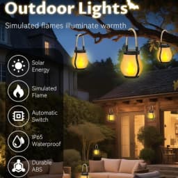 Solar Flickering Flame Lights Hanging Solar Powered Lantern Patio Porch Garden Decoration Camping Light Outdoor Table Decor