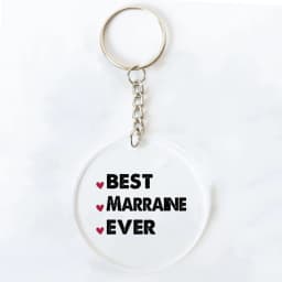 Best Godmother In World Print Keychain Circle Monogram Acrylic Keyring Fashion Key Chain Festive Birthday Gifts for Marraine